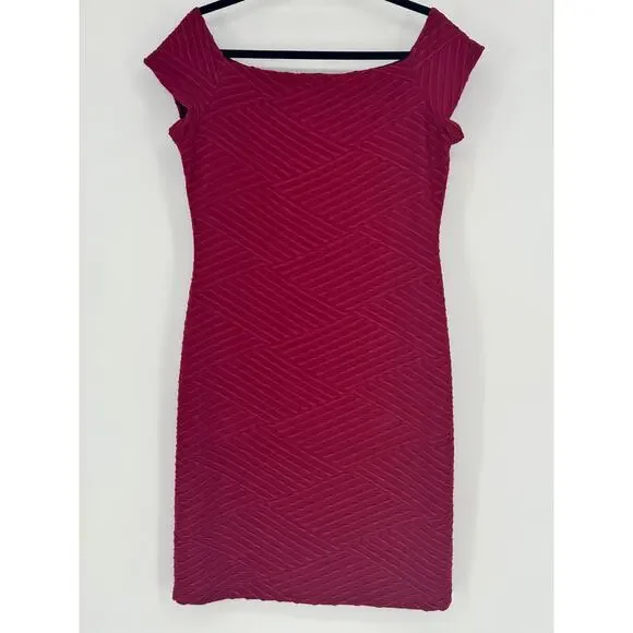 Burgundy Semi Formal Party Cap Sleeve Holiday Dress Size L - Picture 1 of 3